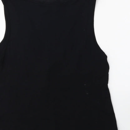 Brand and care label for Sasha women’s black basic tank, size UK 12