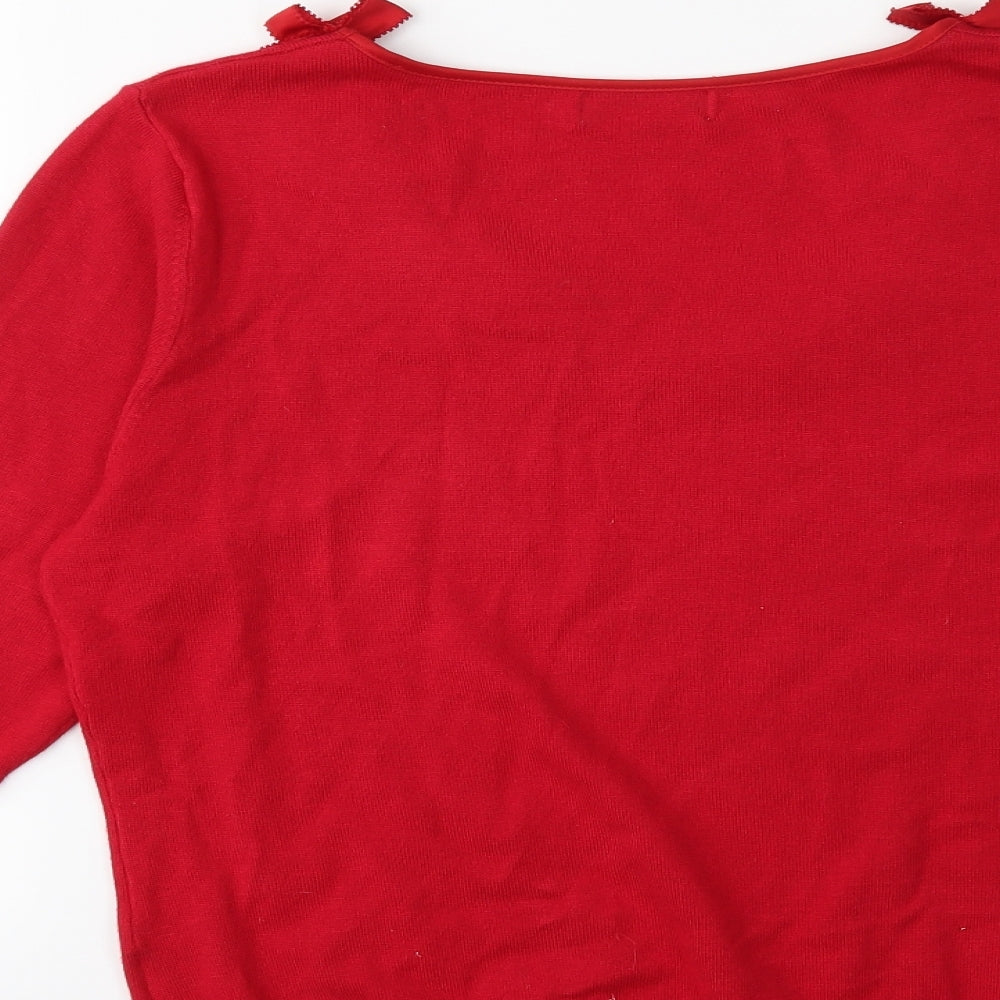 Per Una Womens Red  Knit Pullover Jumper Size 14