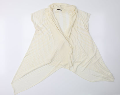 Front view of Principles women’s gold striped cardigan jumper, size UK 16
