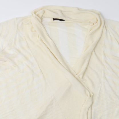 Close-up detail of Principles women’s gold striped cardigan jumper, size UK 16