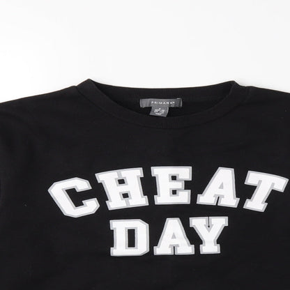Close-up detail of Primark women’s beige pullover sweatshirt, size UK 8, - cheat day