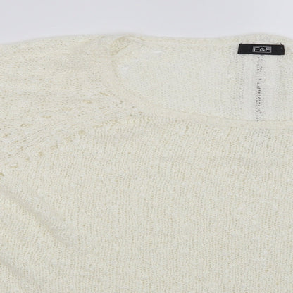 Close-up detail of F&F women’s beige jumper, size UK 14