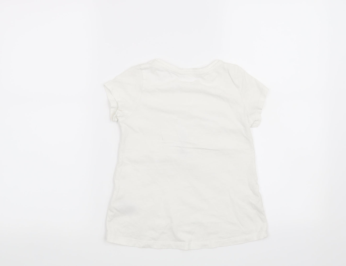 H&M Girls White   Basic T-Shirt Size 7-8 Years  - Butterfly