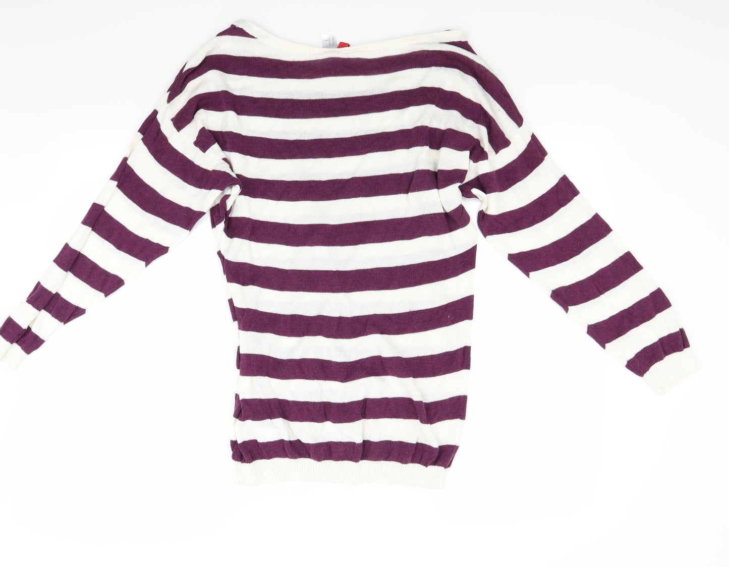 H&M Womens White Striped  Pullover Jumper Size XS