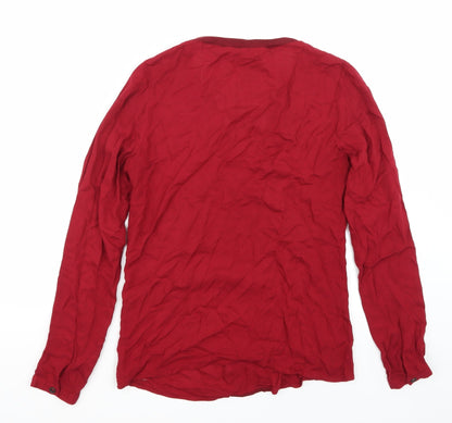 Back view of Denim women’s red basic blouse, size S