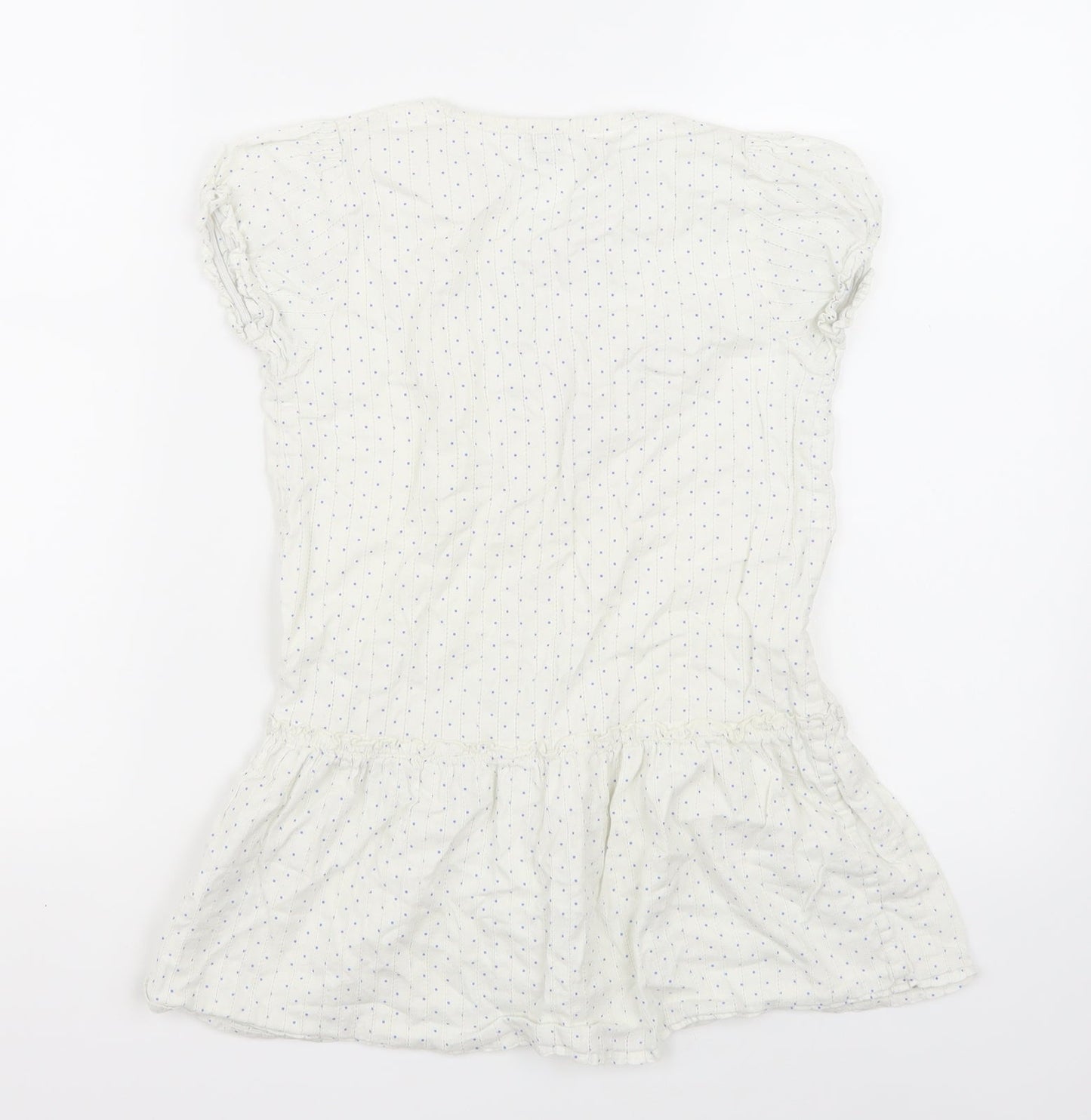 MINI A TURE Womens White Polka Dot  Basic Blouse Size 8