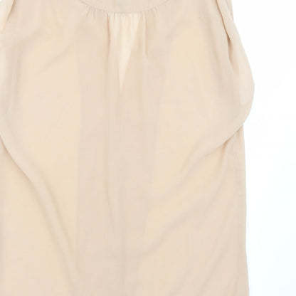 Brand and care label for W118 women’s beige basic blouse, size S