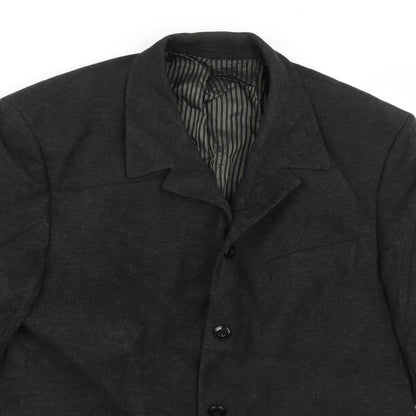 Close-up detail of Preworn men’s brown jacket suit jacket, size 38