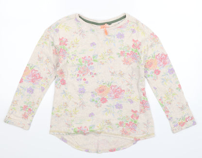 Additional front view of Next girls’ beige floral pullover sweatshirt, size 9, years
