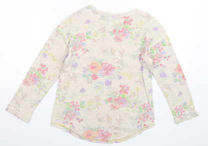 Back view of Next girls’ beige floral pullover sweatshirt, size 9, years