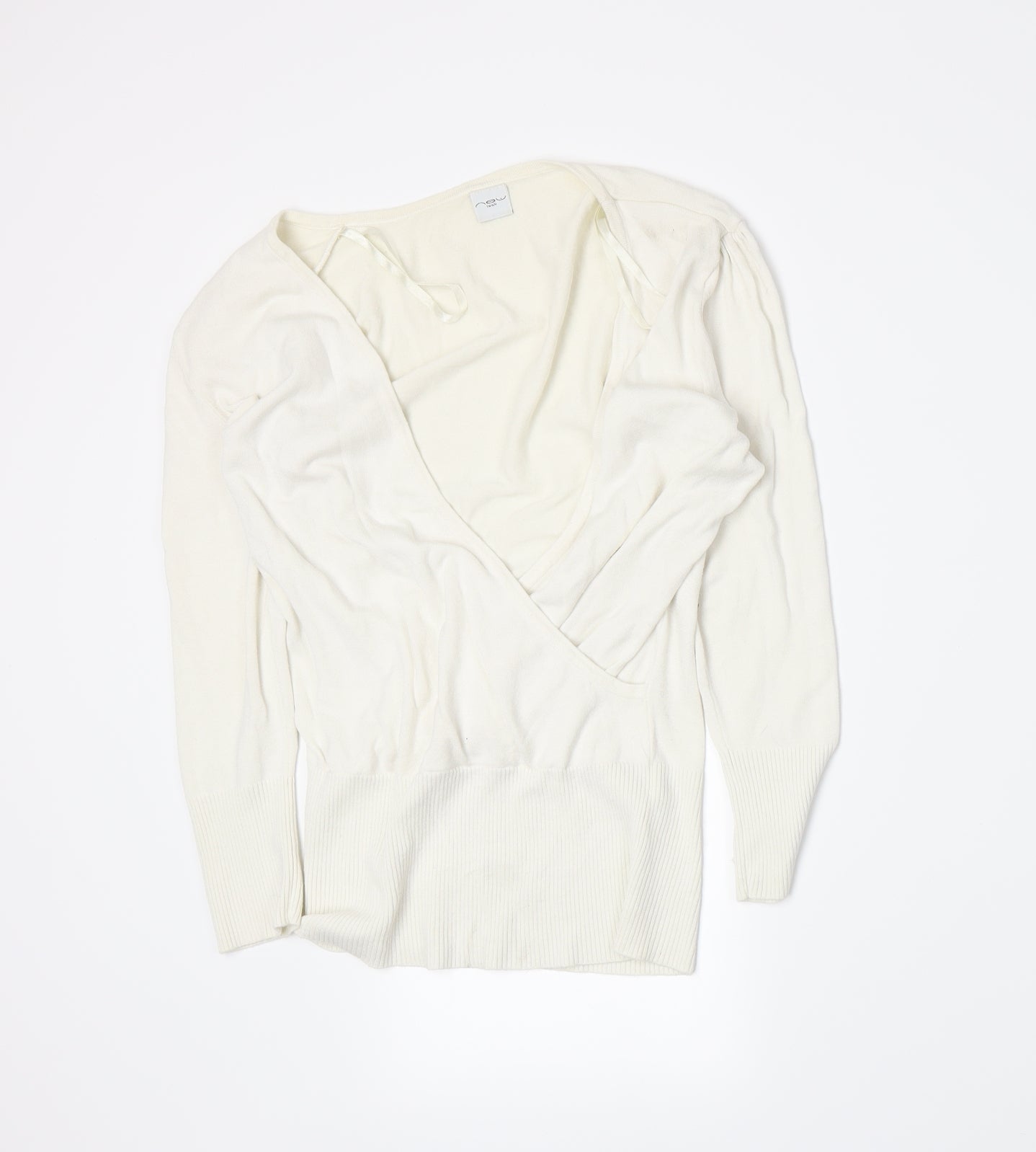New Look Womens White  Knit Pullover Jumper Size 10