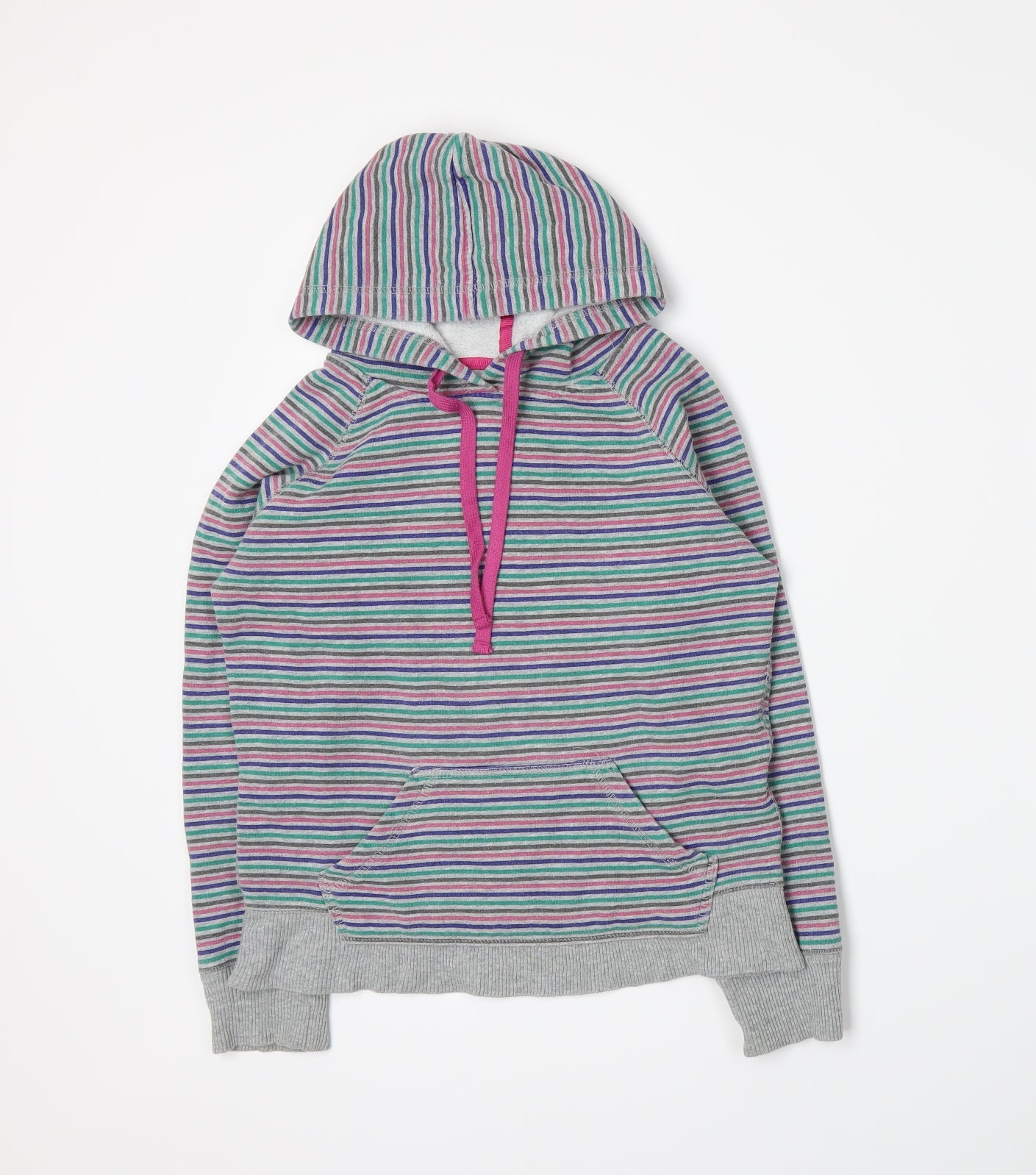 Primark Womens Grey Striped Jersey Pullover Hoodie Size 10