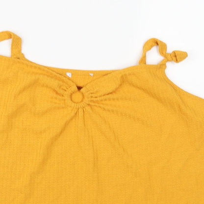 Close-up detail of Matalan women’s yellow camisole tank, size UK 18