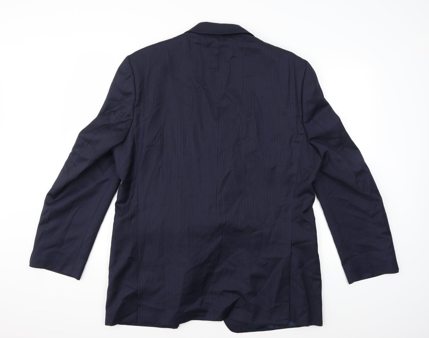Greenwoods Mens Blue Striped Rayon Jacket Suit Jacket Size 44