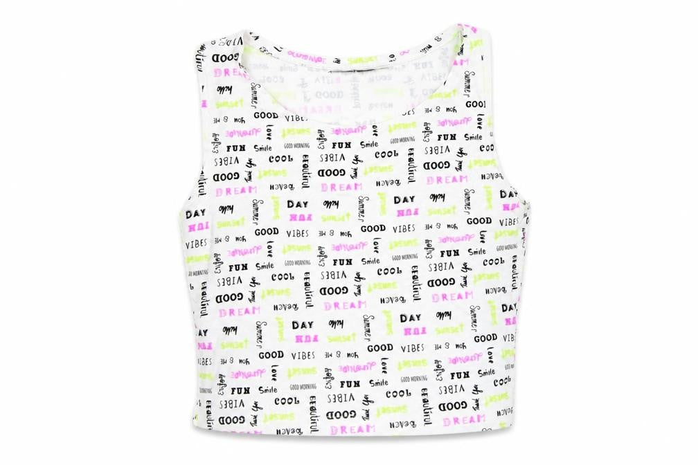 Primark Womens White   Cropped Tank Size XS  - slogan