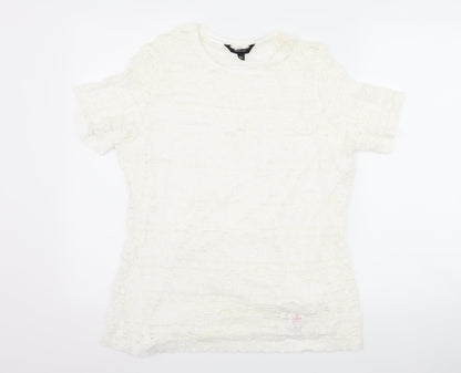 Additional front view of Dorothy Perkins women’s white basic t-shirt, size UK 14