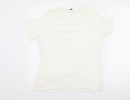 Back view of Dorothy Perkins women’s white basic t-shirt, size UK 14