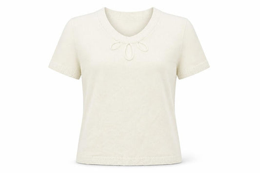 Front view of prauna women’s white basic t-shirt, size M
