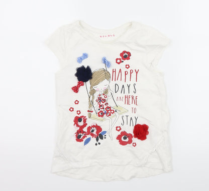 Front view of Nutmeg girls’ white basic t-shirt, size 6-7, years - slogan