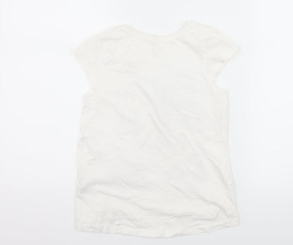 Back view of Nutmeg girls’ white basic t-shirt, size 6-7, years - slogan