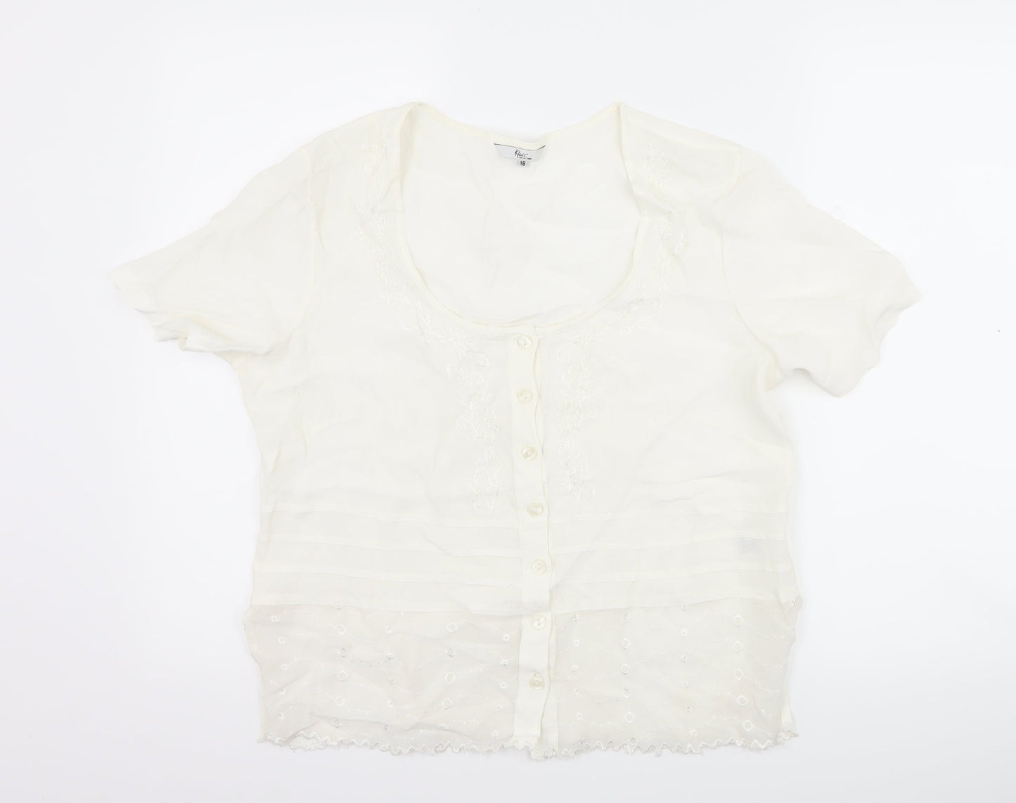 Klass Womens Ivory   Basic Button-Up Size 16