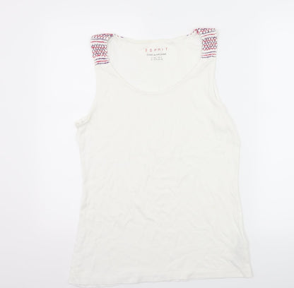 Front view of ESPRIT women’s white basic tank, size XL