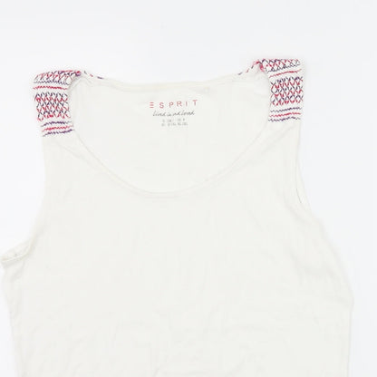 Close-up detail of ESPRIT women’s white basic tank, size XL