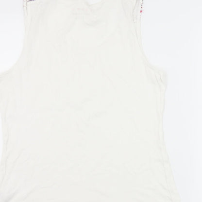 Brand and care label for ESPRIT women’s white basic tank, size XL