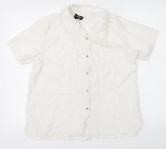 Adams Womens White   Basic Button-Up Size 14