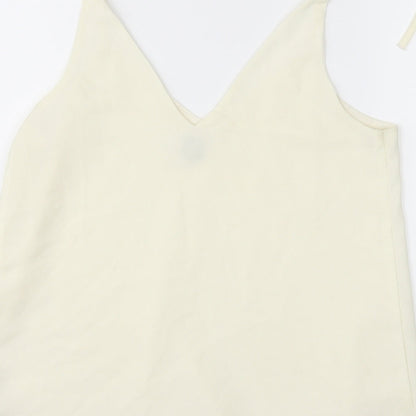 Brand and care label for River Island women’s white basic blouse, size UK 8