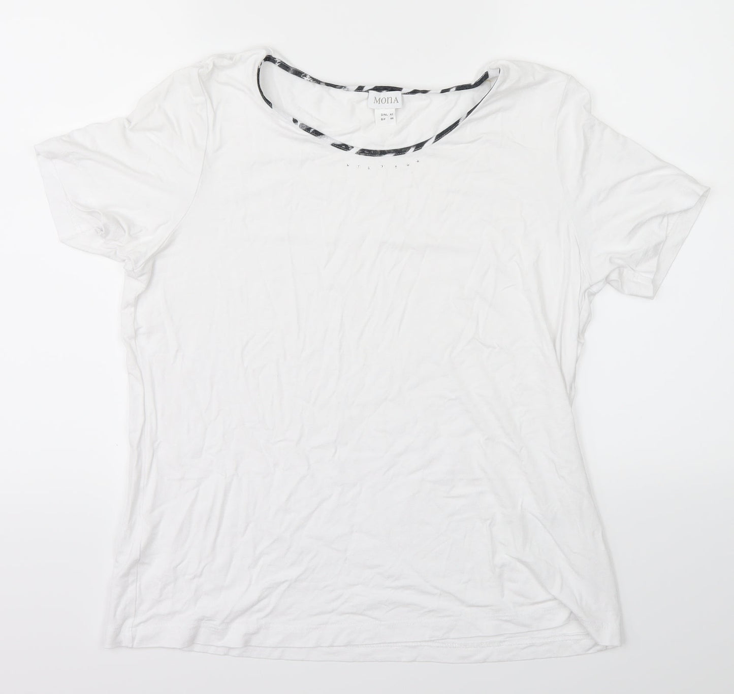 mona Womens White   Basic T-Shirt Size 14