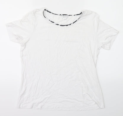 Additional front view of mona women’s white basic t-shirt, size UK 14
