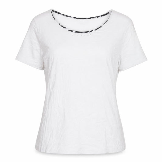 Front view of mona women’s white basic t-shirt, size UK 14