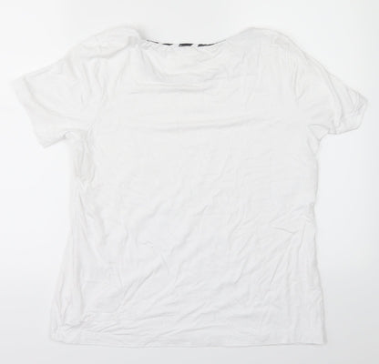 Back view of mona women’s white basic t-shirt, size UK 14