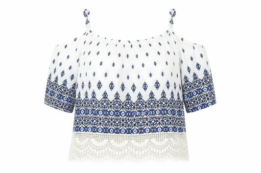Divided by H&M Womens White Geometric  Basic Blouse Size 6
