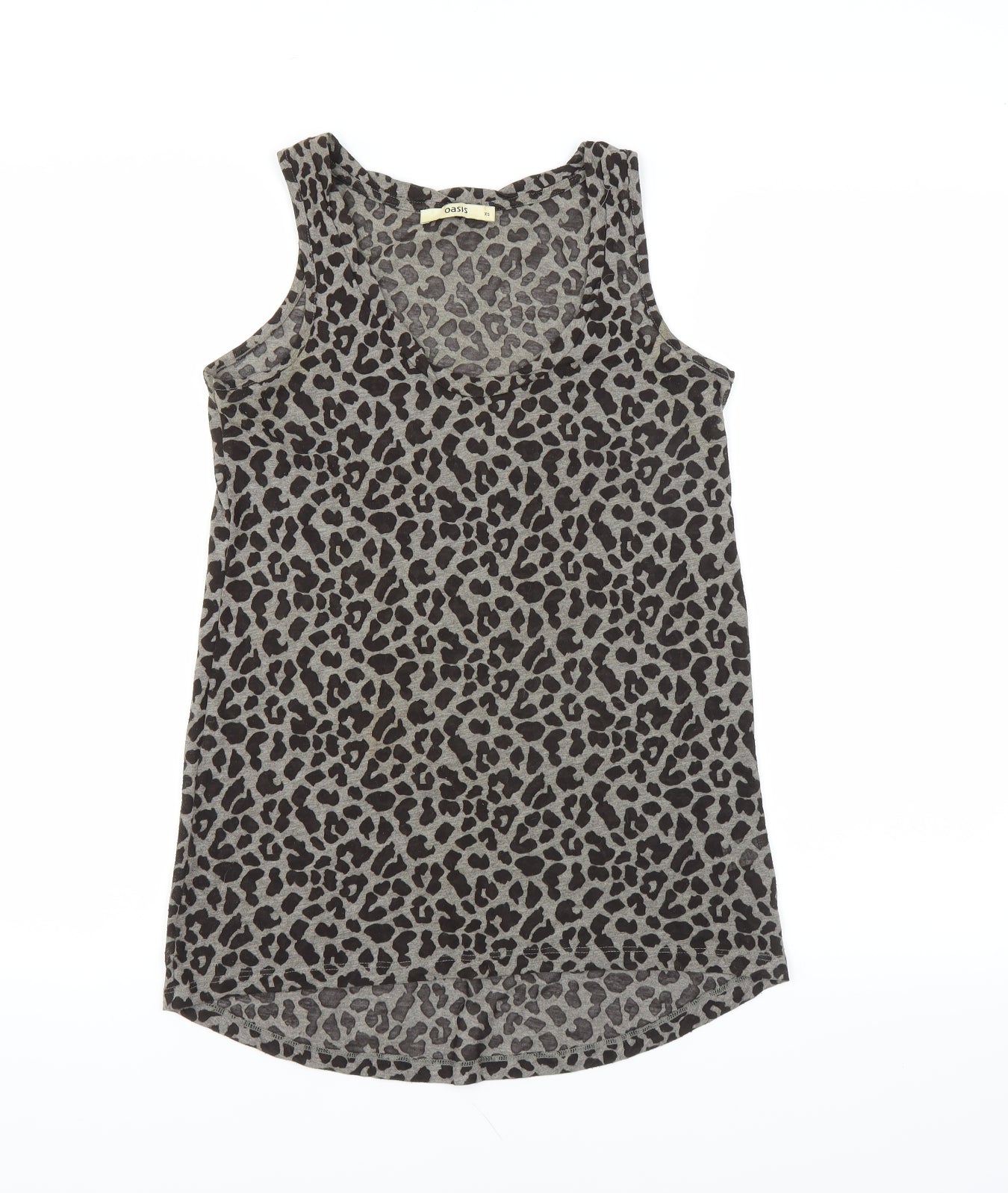 Oasis Womens Grey Animal Print  Basic Tank Size XS