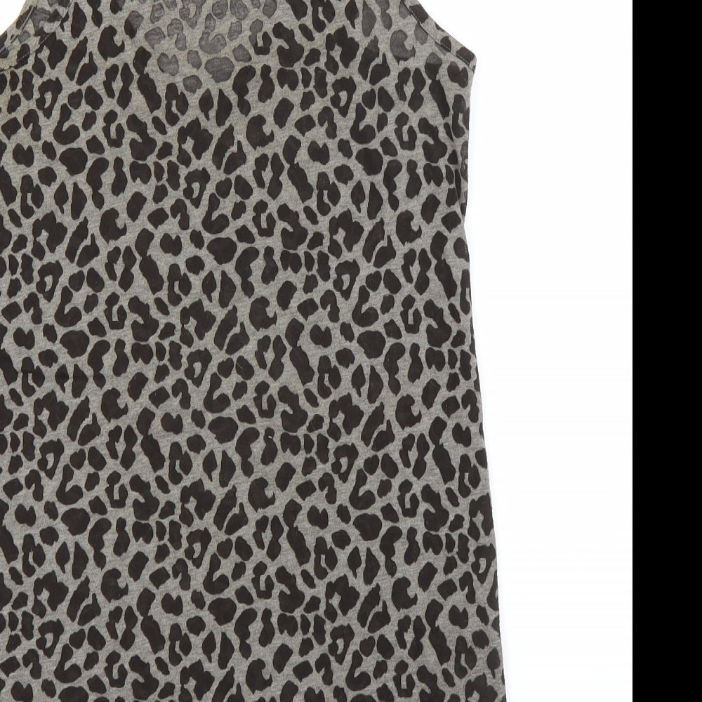 Oasis Womens Grey Animal Print  Basic Tank Size XS