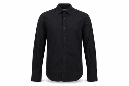 Front view of dreamweaver men’s black button-up, size 14