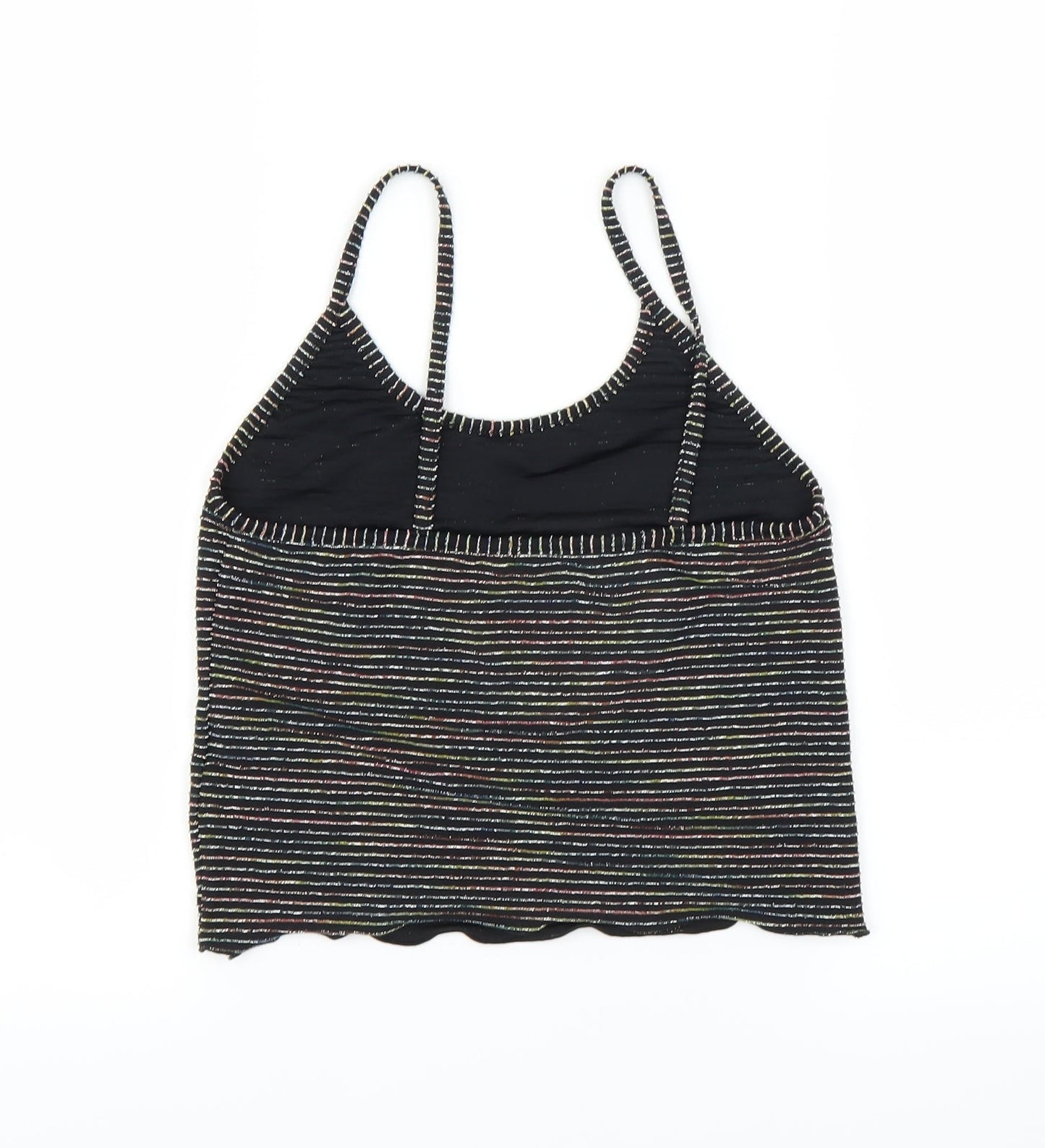 Light before Dark Womens Black Striped  Cropped Tank Size L