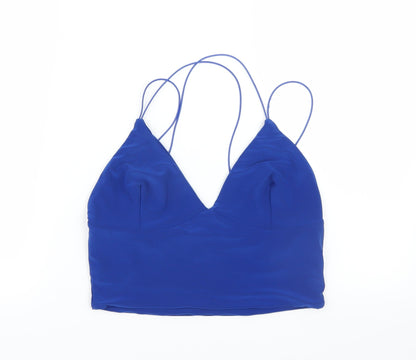 Additional front view of Club London women’s blue basic blouse, size UK 14
