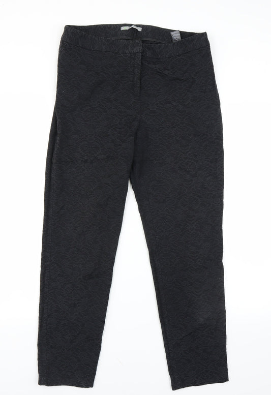 Marks and Spencer Womens Black Floral  Trousers  Size 12 L27 in