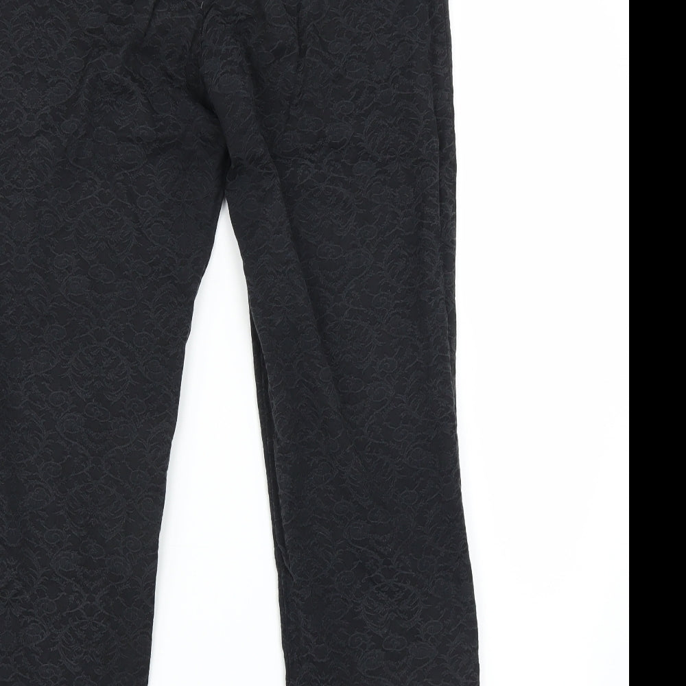 Marks and Spencer Womens Black Floral  Trousers  Size 12 L27 in