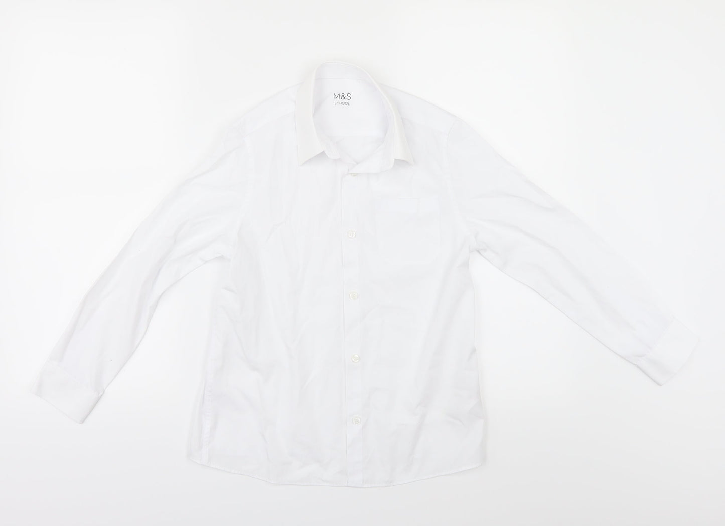 Marks and Spencer Girls White   Basic Button-Up Size 8-9 Years  - SCHOOL