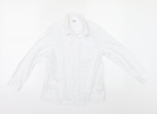 Marks and Spencer Girls White   Basic Button-Up Size 8-9 Years  - SCHOOL