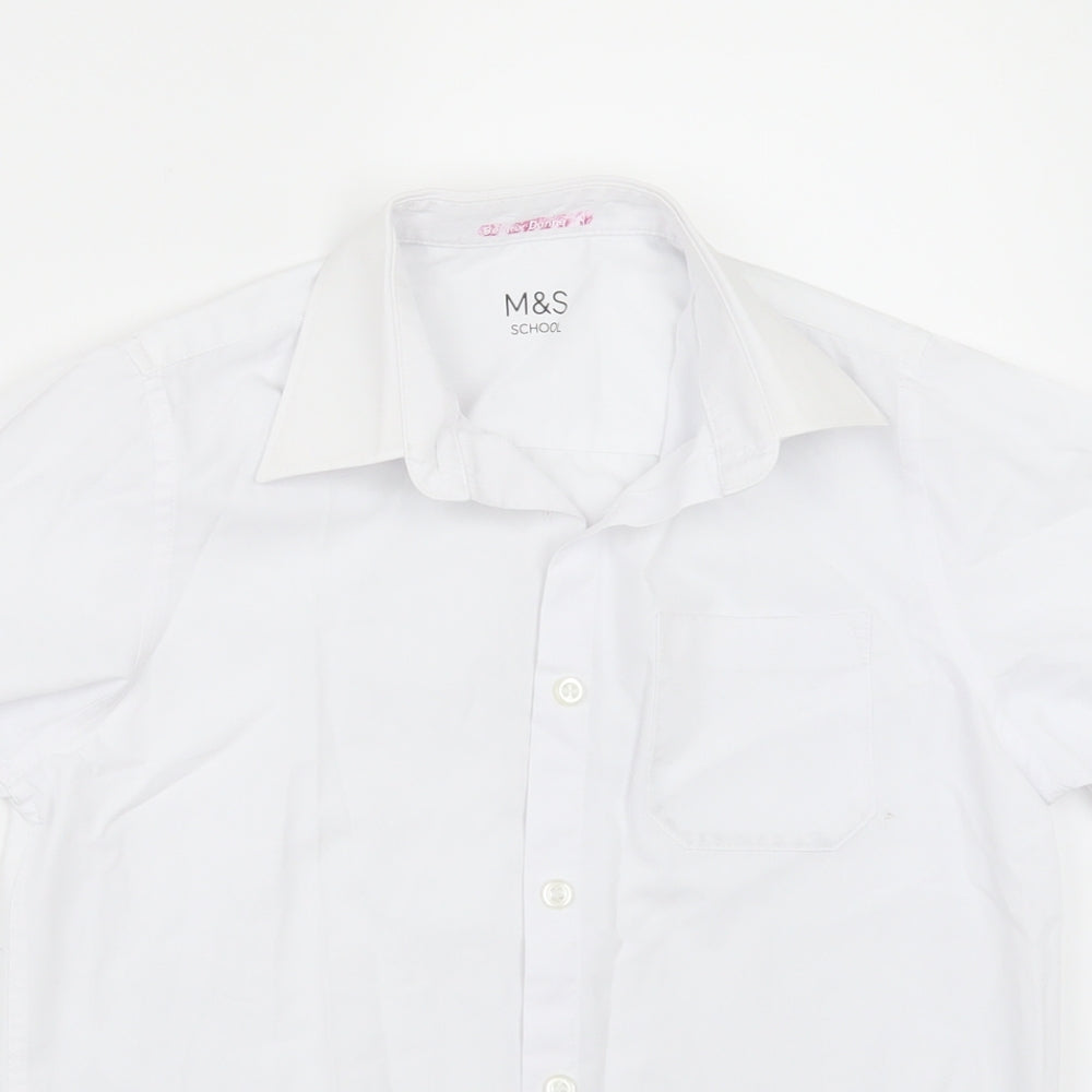 Marks and Spencer Girls White   Basic Button-Up Size 9-10 Years