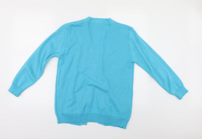 Back view of SARRA women’s blue cardigan jumper, size M