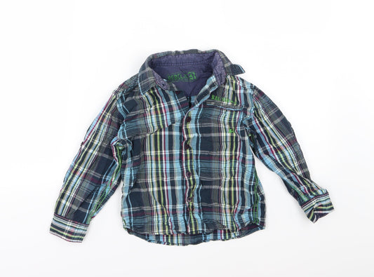 Primark Boys Blue Striped Woven Basic Button-Up Size 6 Years