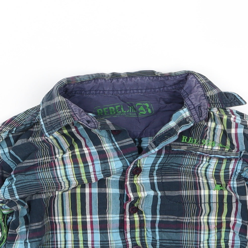 Primark Boys Blue Striped Woven Basic Button-Up Size 6 Years