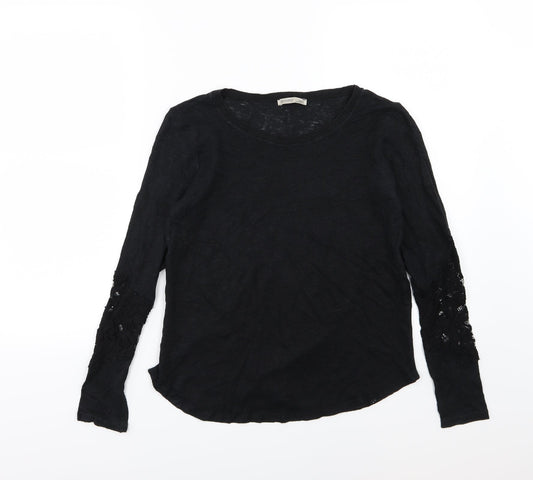 Zara Womens Black Floral Knit Pullover Jumper Size S