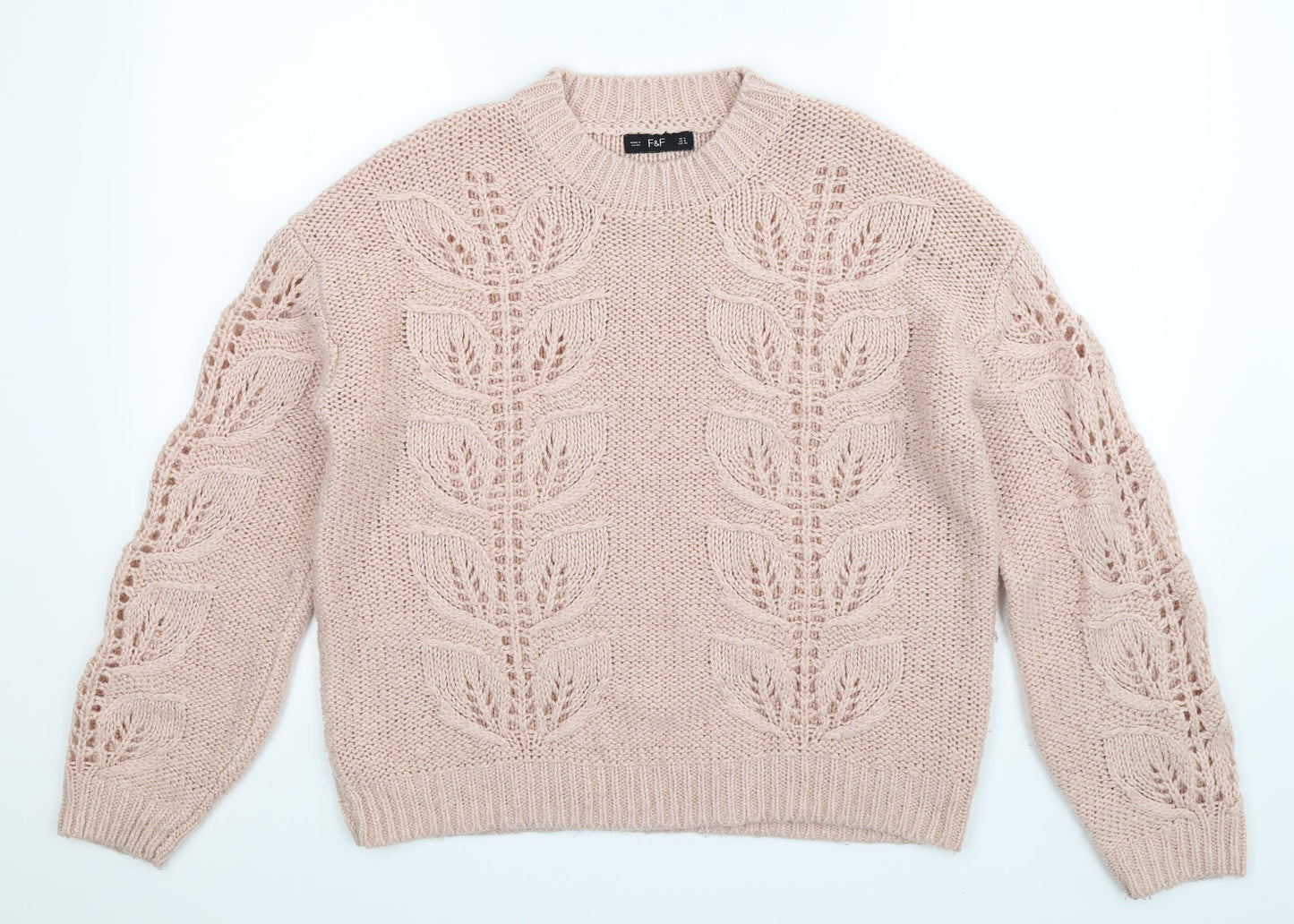 F&F Womens Beige  Knit Pullover Jumper Size 12